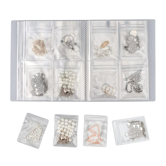 DesignSter Jewelry Storage Book Earring Organizer Book Jewelry Storage Bag Thicken Anti-Oxidation Jewelry Travel Organizer (160Grids+100pcs Ziplock Bags)